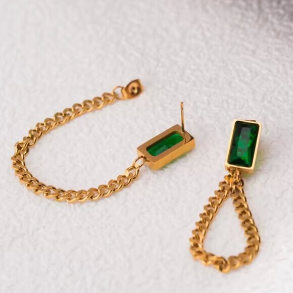 14K Gold Filled Emerald Earrings - Picture 2 of 4